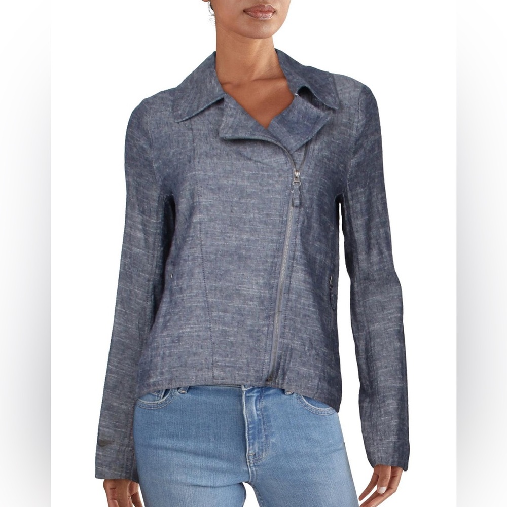 NWT Max Studio Womens Linen Blend Spring Motorcycle Jacket